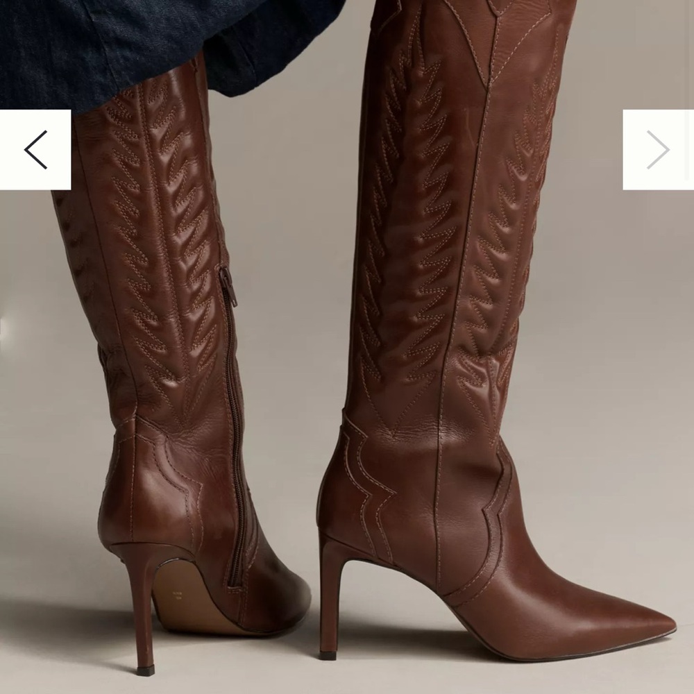 By Anthropologie Western Brown Boots, Heeled - Picture 2 of 7